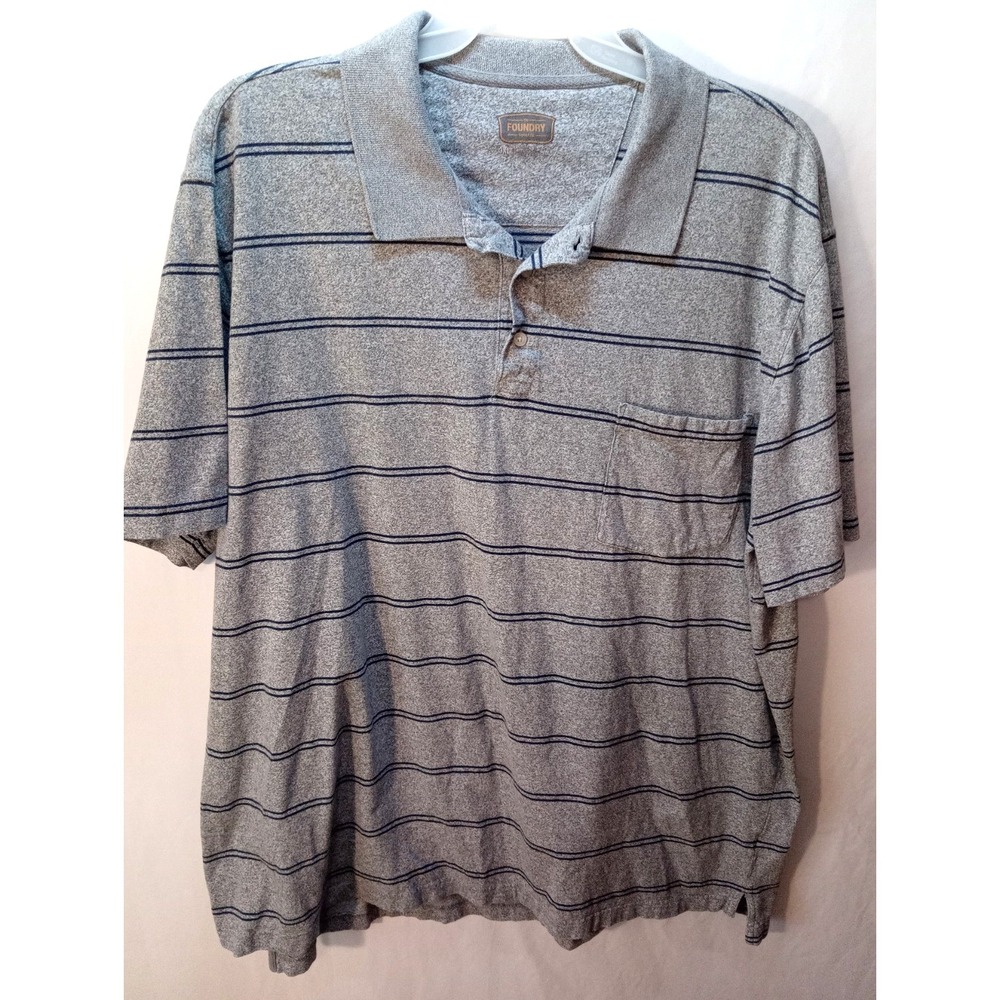 Men's Foundry Polo Shirt,‎ 3XLT, Gray Striped